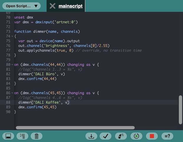 DMX Input Script Example