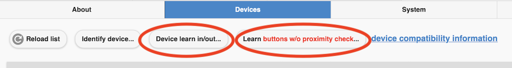 On/off learn button